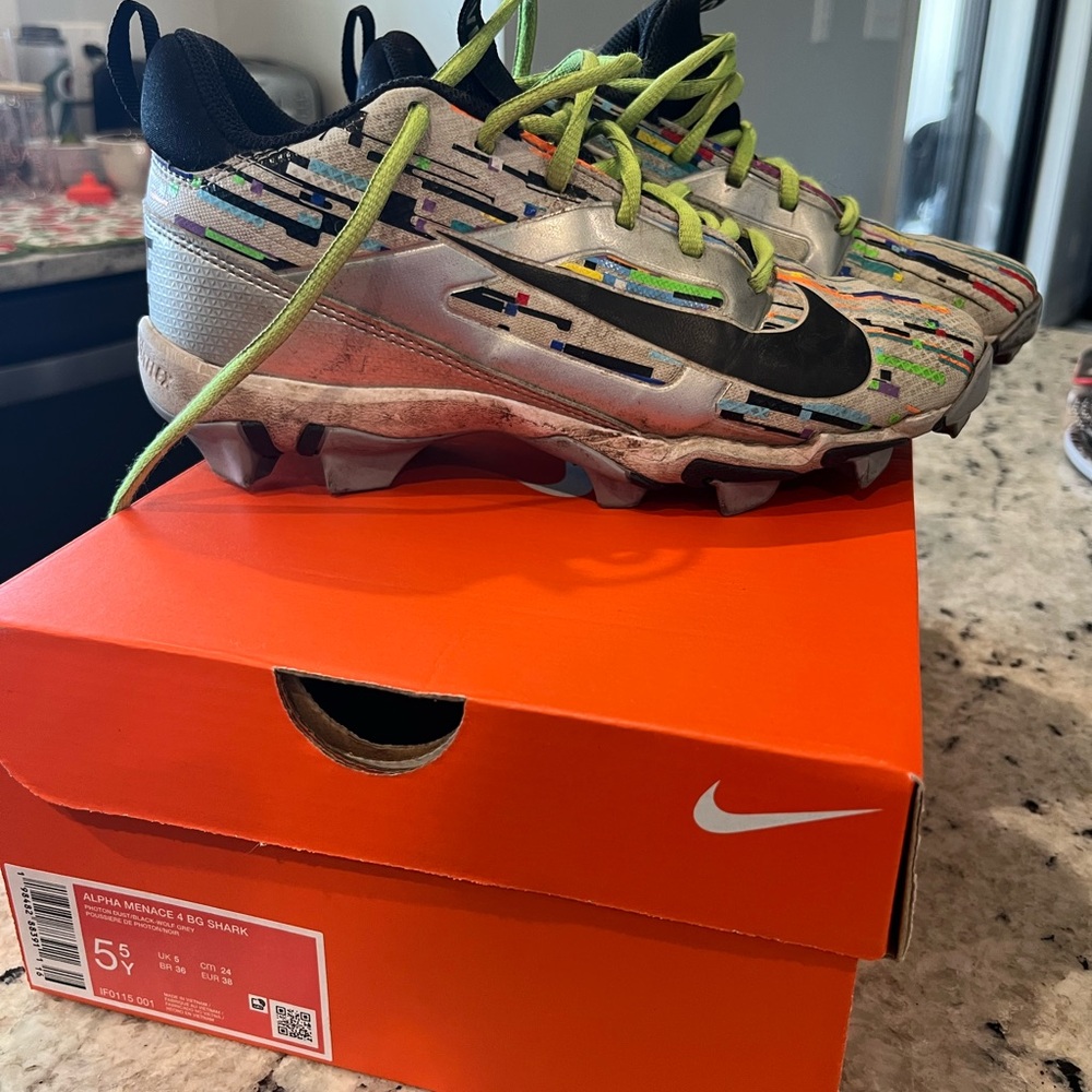 Nike Kids football/baseball cleats  - Silver, Black, and Green